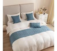 Morbuy Bed Runners Holland Velvet, Seashell Pattern Scarf Bedspread Bedroom Scarves Bed Scarf Hotel Luxury Protection for Bed Cover Single Double King Size (45 * 180cm for 120cm bed,Gray blue)