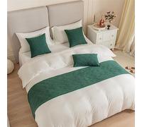 Morbuy Bed Runners Holland Velvet, Seashell Pattern Scarf Bedspread Bedroom Scarves Bed Scarf Hotel Luxury Protection for Bed Cover Single Double King Size (45 * 210cm for 150cm bed,Green)