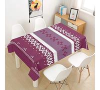 Morbuy Bohemia Tablecloths Rectangular, 3D Printed Table Cloth Waterproof Wipeable Stain-Resistant Oil-Proof Table Cover for Home Dining Garden Party (Plum color,140x180cm)