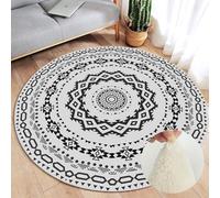 Morbuy Bohemian Mandala Rug Round Large Fluffy Soft Shaggy Carpet for Living Room Kids Bedroom Decor, Machine Washable Plush Carpet Circle Absorbent Anti Slip Floor Mat (Gray,80cm)