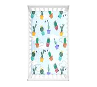 Morbuy Cactus Next to Me Crib Sheets, Cot Bed Sheets, Soft Breathable Microfiber Moses Basket Sheets, Cot Sheets for Boy and Girl, Durable Easy Care Crib Sheets (Rain,80x40cm)