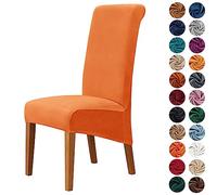 Morbuy Chair Covers Set of 2/4/6, Velvet High Stretch Dining Chair Slipcovers, Removable Washable High Back Chair Protector Covers for Hotel,Ceremony,Banquet,Kitchen,Restaurant (6pc,Orange)
