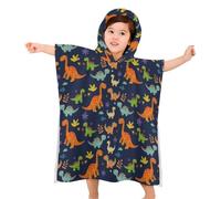 Morbuy Changing Robe kids, Soft Absorbent 3d Dinosaur Printed Oversized Hooded Towel Poncho for Beach Pool Bath Quick Dry Lightweight Swimming Towel for Girls Boys (Orange dinosaur,60x60cm)