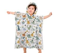Morbuy Changing Robe kids, Soft Absorbent 3d Dinosaur Printed Oversized Hooded Towel Poncho for Beach Pool Bath Quick Dry Lightweight Swimming Towel for Girls Boys (Green dinosaur,60x60cm)