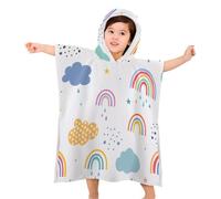 Morbuy Changing Robe kids, Soft Absorbent 3d Rainbow Oversized Hooded Towel Poncho for Beach Pool Bath Quick Dry Lightweight Swimming Towel for Girls Boys (blue cloud,60x60cm)
