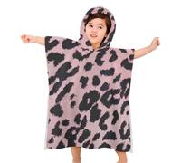 Morbuy Changing Robe kids, Soft Absorbent Leopard Print Oversized Hooded Towel Poncho for Beach Pool Bath Quick Dry Lightweight Swimming Towel for Girls Boys (Light pink,60x60cm)