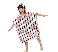 Morbuy Changing Robe kids, Surf Poncho Towel with Hooded, Small Animal Print Towelling Towels Robe Lightweight Quick Dry Bath Robe Wetsuit for Beach Swimming Mens Womens Adults (70x90cm,Flamingo)