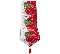 Morbuy Christmas Table Runners Printed Linen Table Lines for Xmas Holiday Season Home Table Tassels Christmas Decoration Party Holiday Decor (Make a snowman,33 * 180cm)