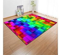 Morbuy Color Rainbow Print Rugs Modern Carpets Living Room Rug, Extra Large Size Soft Short Medium Pile Rugs Anti Slip Washable Floor Mats for Bedroom Kids Room Decor (Rubik's Cube,100x120cm)