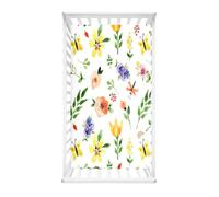 Morbuy Cot Bed Sheets, Bedside Cribs Fitted Sheets Newborn Pram Sheets Fitted, Easy Care Crushed Flower Print Microfiber Cot Bed Mattress Protector Bassinet Sheets (Butterflies,90x40cm)