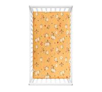 Morbuy Cot Bed Sheets, Bedside Cribs Fitted Sheets Newborn Pram Sheets Fitted, Easy Care Crushed Flower Print Microfiber Cot Bed Mattress Protector Bassinet Sheets (Yellow,80x40cm)