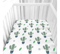 Morbuy Cot Bed Sheets, Crib Sheets for Boy and Girl, 3D Cactus Design Baby Bed Fitted Sheets Soft Breathable Crib Sheets for Baby, Cosy Durable and Easy Care Cot Sheets (H,75x30cm)