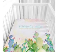 Morbuy Cot Bed Sheets, Crib Sheets for Boy and Girl, 3D Cactus Design Baby Bed Fitted Sheets Soft Breathable Crib Sheets for Baby, Cosy Durable and Easy Care Cot Sheets (A,85x51cm)