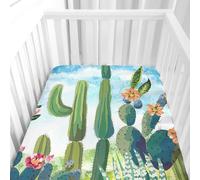 Morbuy Cot Bed Sheets, Crib Sheets for Boy and Girl, 3D Cactus Design Baby Bed Fitted Sheets Soft Breathable Crib Sheets for Baby, Cosy Durable and Easy Care Cot Sheets (B,90x40cm)