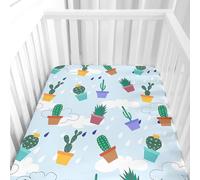 Morbuy Cot Bed Sheets, Crib Sheets for Boy and Girl, 3D Cactus Design Baby Bed Fitted Sheets Soft Breathable Crib Sheets for Baby, Cosy Durable and Easy Care Cot Sheets (E,90x55cm)
