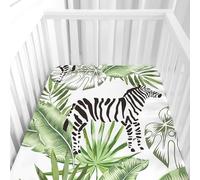 Morbuy Cot Bed Sheets, Crib Sheets for Boy and Girl, Baby Bed Fitted Sheets Soft Breathable Crib Sheets for Baby, Cosy Durable and Easy Care 3D Tropical Plants Cot Sheets (Zebra,90x55cm)