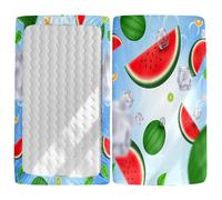 Morbuy Cot Bed Sheets, Crib Sheets for Boy and Girl, Baby Bed Fitted Sheets Soft Breathable Crib Sheets for Baby, Cosy Durable and Easy Care 3D Fish Scales Cot Sheets (Ice Watermelon,160x80cm)