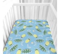 Morbuy Cot Bed Sheets, Crib Sheets for Boy and Girl, Baby Bed Fitted Sheets Soft Breathable Crib Sheets for Baby, Cosy Durable and Easy Care Cot Sheets -Pineapple Print (Blue,160x80cm)