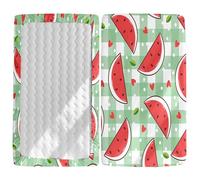 Morbuy Cot Bed Sheets, Crib Sheets for Boy and Girl, Baby Bed Fitted Sheets Soft Breathable Crib Sheets for Baby, Cosy Durable and Easy Care 3D Fish Scales Cot Sheets (Red Watermelon,120x60cm)
