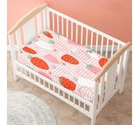 Morbuy Cot Bed Sheets, Crib Sheets for Boy and Girl, Baby Bed Fitted Sheets Soft Breathable Polyester Crib Sheets for Baby, Cot Sheets - Cosy Durable and Easy Care (90x40cm,Strawberry Red)