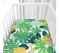 Morbuy Cot Bed Sheets, Crib Sheets for Boy Girl, Baby Bed Fitted Sheets Soft Breathable Crib Sheets for Baby, Cosy Durable and Easy Care Cot Sheets -3D Plants (Yellow Green Leaves,95x65cm)