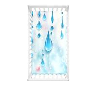 Morbuy Cot Bed Sheets, Drop Print Bedside Cribs Fitted Sheets Newborn Pram Sheets Fitted,Microfiber Cot Bed Mattress Protector, Bassinet Sheets, Easy Care (Sky Blue,80x40cm)