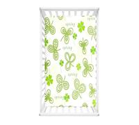 Morbuy Cot Bed Sheets, Green Grass Print Bedside Cribs Fitted Sheets Newborn Pram Sheets Fitted,Microfiber Cot Bed Mattress Protector, Bassinet Sheets, Easy Care (Trefoil,90x55cm)