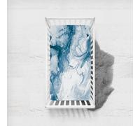 Morbuy Cot Bed Sheets, Marble Print Bedside Cribs Fitted Sheets Newborn Pram Sheets Fitted,Microfiber Cot Bed Mattress Protector, Bassinet Sheets, Easy Care (100x135cm,Dark Blue)