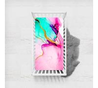 Morbuy Cot Bed Sheets, Marble Print Bedside Cribs Fitted Sheets Newborn Pram Sheets Fitted,Microfiber Cot Bed Mattress Protector, Bassinet Sheets, Easy Care (Pink,65x95cm)