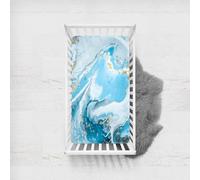 Morbuy Cot Bed Sheets, Marble Print Bedside Cribs Fitted Sheets Newborn Pram Sheets Fitted,Microfiber Cot Bed Mattress Protector, Bassinet Sheets, Easy Care (Sky Blue,45x90cm)