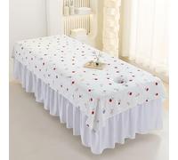 Morbuy Country Style Massage Bed Cover with Face Hole, Soft Beauty Bed Cover Sheet, Washable Soft Absorbent, Suitable for SPA Massage Table Lashbed, Salons SPA Therapists (Red Roses,120x200cm)