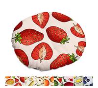 Morbuy Creative Cushion Chair Pad, Tropical Fruit Pattern Quilted Round Linen Seat Pad, Comfortable Dining Chairs Cushions for Floor Tatami Indoor Garden Home Décor (Strawberry,40x40cm)