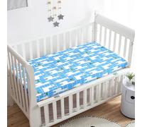 Morbuy Crib Sheets, 3D Animal Print Cot Bed Sheets, Soft Breathable Microfiber Moses Basket Sheets, Cot Sheets for Boy and Girl, Durable Easy Care Crib Sheets (Blue Alpaca,140x70cm)