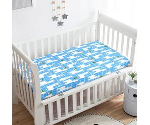 Morbuy Crib Sheets, 3D Animal Print Cot Bed Sheets, Soft Breathable Microfiber Moses Basket Sheets, Cot Sheets for Boy and Girl, Durable Easy Care Crib Sheets (Blue Alpaca,75x30cm)