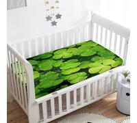 Morbuy Crib Sheets, 3D Clover Print Cot Bed Sheets, Soft Breathable Microfiber Moses Basket Sheets, Cot Sheets for Boy and Girl, Durable Easy Care Crib Sheets (Four Leaf Clover,95x65cm)