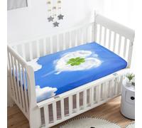 Morbuy Crib Sheets, 3D Clover Print Cot Bed Sheets, Soft Breathable Microfiber Moses Basket Sheets, Cot Sheets for Boy and Girl, Durable Easy Care Crib Sheets (Blue,160x80cm)