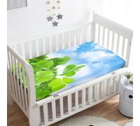 Morbuy Crib Sheets, 3D Clover Print Cot Bed Sheets, Soft Breathable Microfiber Moses Basket Sheets, Cot Sheets for Boy and Girl, Durable Easy Care Crib Sheets (Sky,75x30cm)