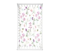Morbuy Crib Sheets, 3D Floral Pattern Cot Bed Sheets, Soft Breathable Microfiber Moses Basket Sheets, Cot Sheets for Boy and Girl, Durable Easy Care Crib Sheets (bee,95x65cm)