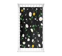 Morbuy Crib Sheets, 3D Floral Print Cot Bed Sheets, Soft Breathable Microfiber Moses Basket Sheets, Cot Sheets for Boy and Girl, Durable Easy Care Crib Sheets (Black,95x65cm)
