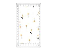 Morbuy Crib Sheets, 3D Floral Print Cot Bed Sheets, Soft Breathable Microfiber Moses Basket Sheets, Cot Sheets for Boy and Girl, Durable Easy Care Crib Sheets (White,95x65cm)