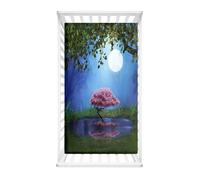 Morbuy Crib Sheets, 3D Forest Print Cot Bed Sheets, Soft Breathable Microfiber Moses Basket Sheets, Cot Sheets for Boy and Girl, Durable Easy Care Crib Sheets (red Mushroom,140x70cm)