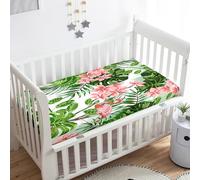 Morbuy Crib Sheets, 3D Palm Leaves Print Cot Bed Sheets, Soft Breathable Microfiber Moses Basket Sheets, Cot Sheets for Boy and Girl, Durable Easy Care Crib Sheets (Safflower,120x60cm)