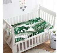 Morbuy Crib Sheets, 3D Palm Leaves Print Cot Bed Sheets, Soft Breathable Microfiber Moses Basket Sheets, Cot Sheets for Boy and Girl, Durable Easy Care Crib Sheets (Turtle Leaf,90x40cm)