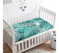 Morbuy Crib Sheets, 3D Palm Leaves Print Cot Bed Sheets, Soft Breathable Microfiber Moses Basket Sheets, Cot Sheets for Boy and Girl, Durable Easy Care Crib Sheets (Leaf,85x51cm)