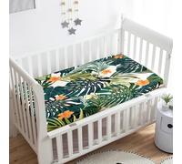 Morbuy Crib Sheets, 3D Palm Leaves Print Cot Bed Sheets, Soft Breathable Microfiber Moses Basket Sheets, Cot Sheets for Boy and Girl, Durable Easy Care Crib Sheets (Flowers Grass,140x70cm)