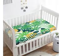 Morbuy Crib Sheets, 3D Palm Leaves Print Cot Bed Sheets, Soft Breathable Microfiber Moses Basket Sheets, Cot Sheets for Boy and Girl, Durable Easy Care Crib Sheets (Yellow Flower,90x55cm)