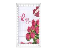 Morbuy Crib Sheets, 3D Rose Print Cot Bed Sheets, Soft Breathable Microfiber Moses Basket Sheets, Cot Sheets for Boy and Girl, Durable Easy Care Crib Sheets (Love,90x55cm)