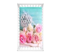 Morbuy Crib Sheets, 3D Rose Print Cot Bed Sheets, Soft Breathable Microfiber Moses Basket Sheets, Cot Sheets for Boy and Girl, Durable Easy Care Crib Sheets (Blue,90x40cm)