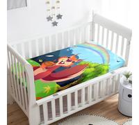 Morbuy Crib Sheets, 3D Squirrel Print Cot Bed Sheets, Soft Breathable Microfiber Moses Basket Sheets, Cot Sheets for Boy and Girl, Durable Easy Care Crib Sheets (Rainbow,80x40cm)