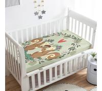 Morbuy Crib Sheets, 3D Squirrel Print Cot Bed Sheets, Soft Breathable Microfiber Moses Basket Sheets, Cot Sheets for Boy and Girl, Durable Easy Care Crib Sheets (Love,90x55cm)